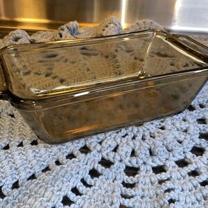 Anchor Hocking Amber Smoke Glass Baking Casserole Loaf Dish~1.5 QT 5.25x9" #1041